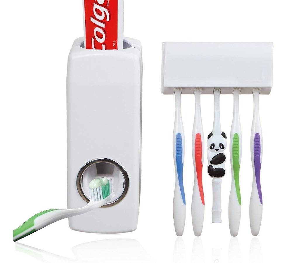 Dispensador Automático Para Pasta De Dientes Y Soporte Cepillos Dental Set  Baño