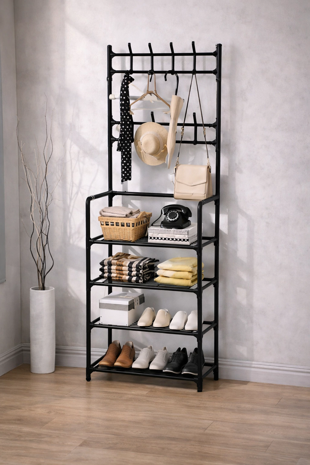 ORGANIZADOR DE ZAPATOS + PERCHERO METÁLICO 2 EN 1