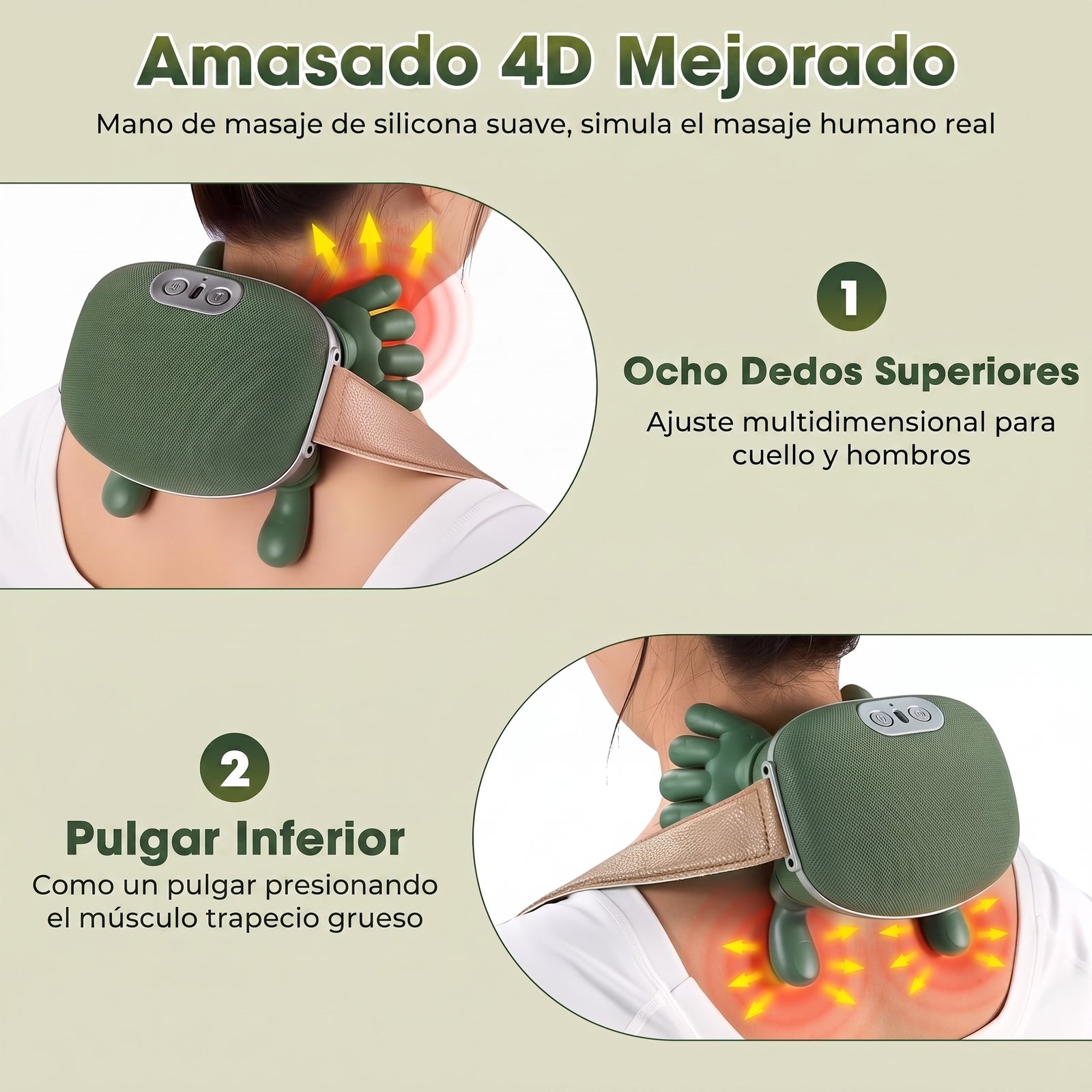 Masajeador Cervical ManoZen - Manos Reales con Calor - Imagen 3
