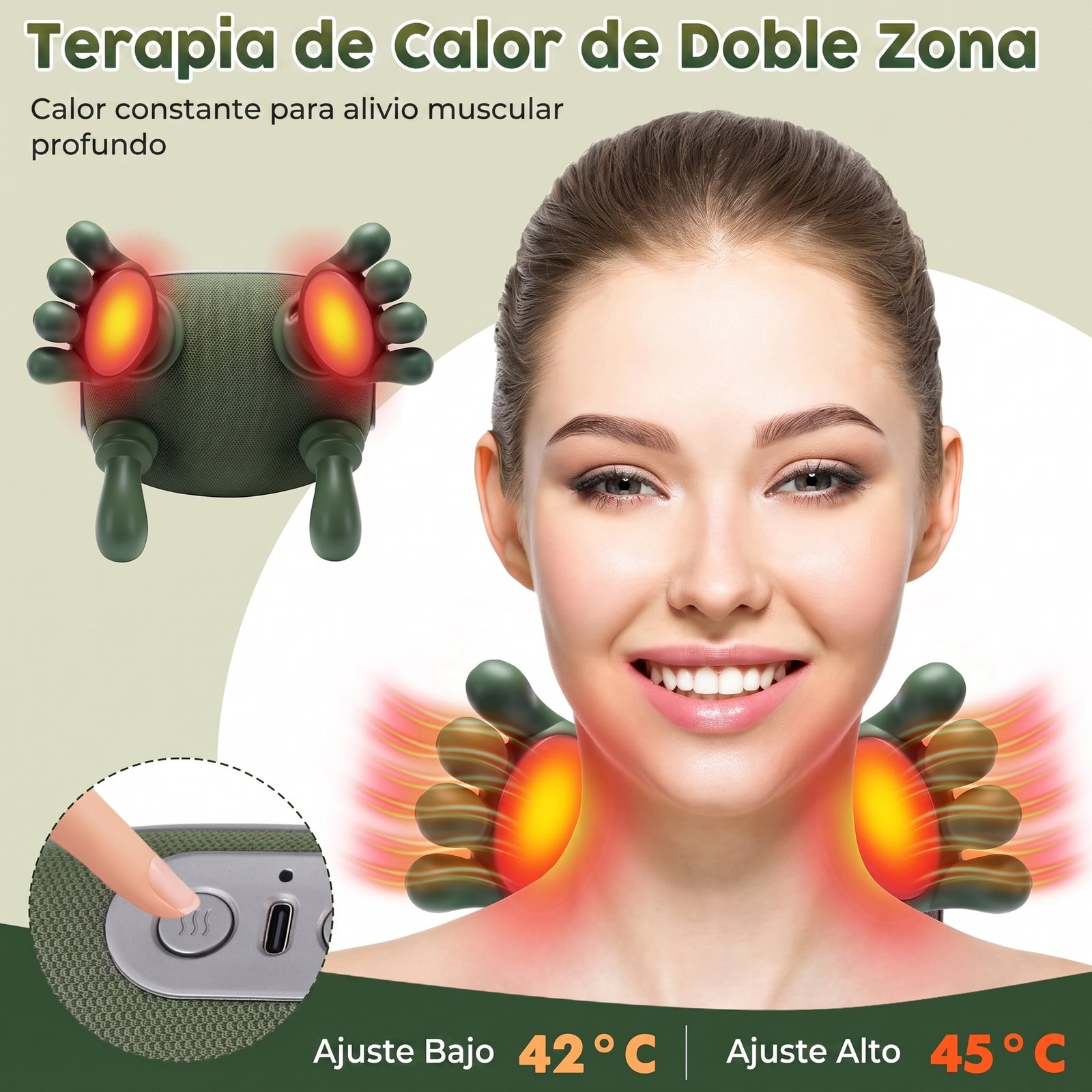 Masajeador Cervical ManoZen - Manos Reales con Calor - Imagen 6